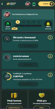 Konto osobiste Lemon Casino
