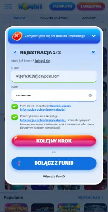 Wprowadź swoje dane osobowe Nomini