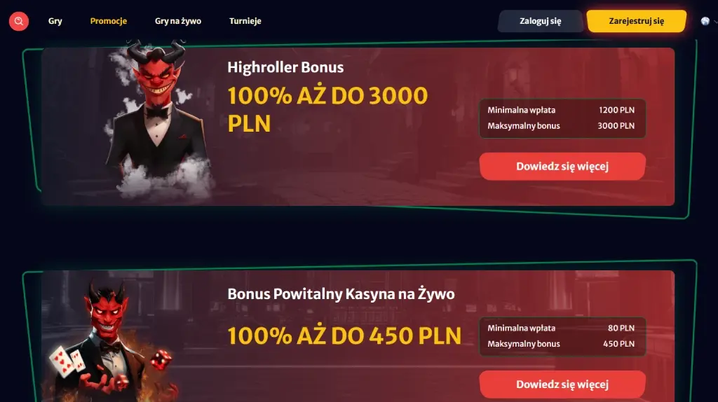 Inne promocje w kasynie HellSpin