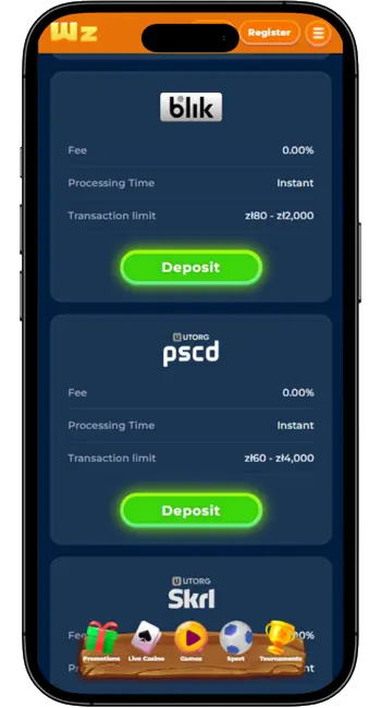 Wazamba Deposit PaySafeCard