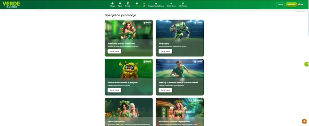 Bonusy i promocje w polskiej wersji Verde Casino