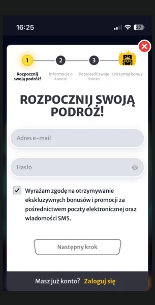 Hellspin casino przejście przez link partnerski, rejestracja i wpisanie kodu
