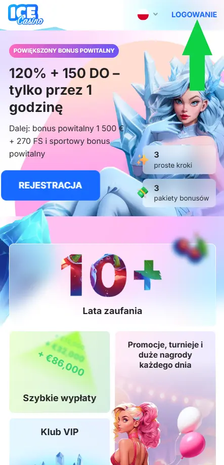 Mobilna rejestracja w Ice Casino