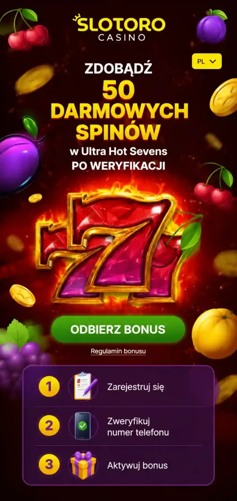 Slotoro bonus bez depozytu za rejestrację